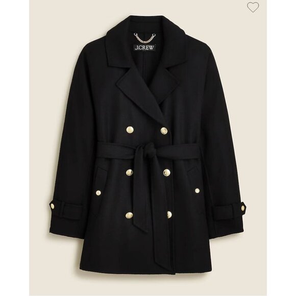 J.Crew Womens $368 Trench coat in double-faced wool Black Size S CD100 - Picture 1 of 12